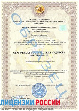 Образец сертификата соответствия аудитора №ST.RU.EXP.00006191-3 Терней Сертификат ISO 50001